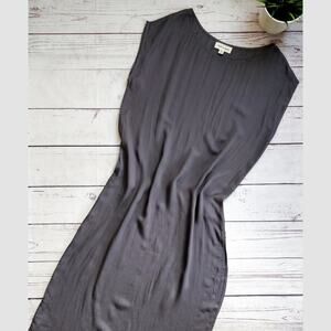 CLOTH & STONE ANTHROPOLOGIE  Grey Midi Slit Tank Sleeveless Dress S